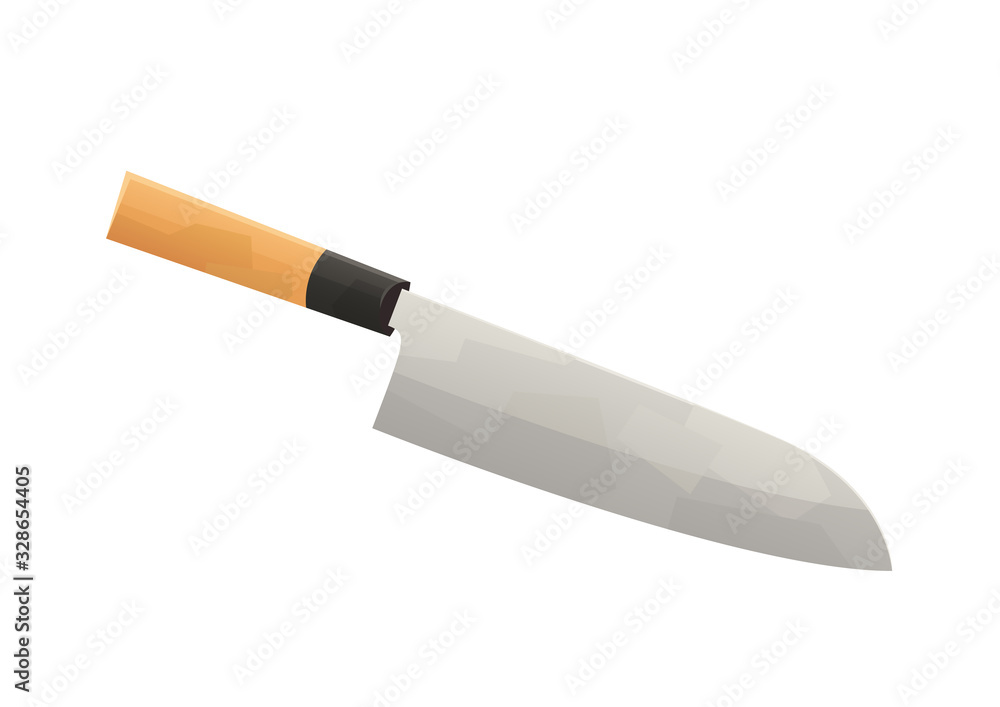 Cartoon santoku knife isolated on white background Cartoon santoku knife isolated on white background