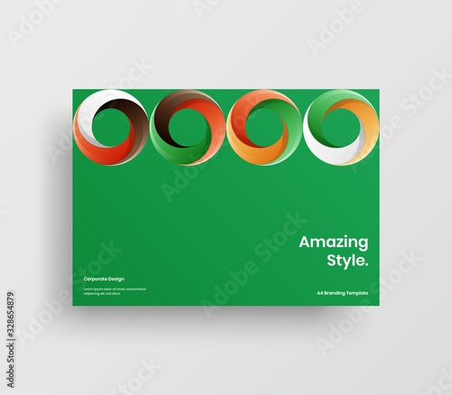 Creative business presentation vector A4 horizontal orientation front page mock up. Modern corporate report cover abstract geometric illustration design layout. Company identity brochure template.