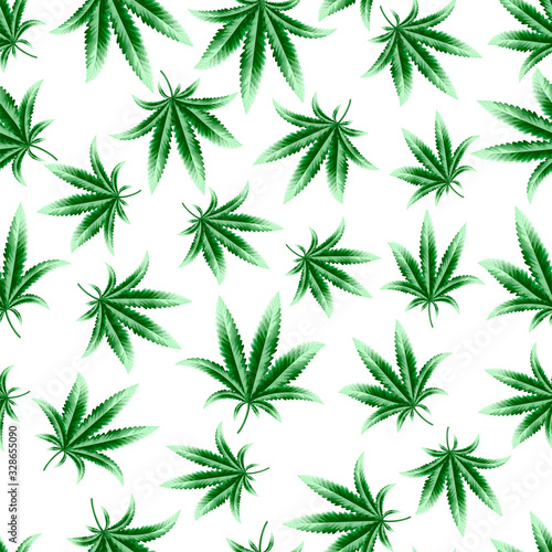 Hemp, marijuana, cannabis seamless pattern. High quality seamless pattern for printing. © sam2211