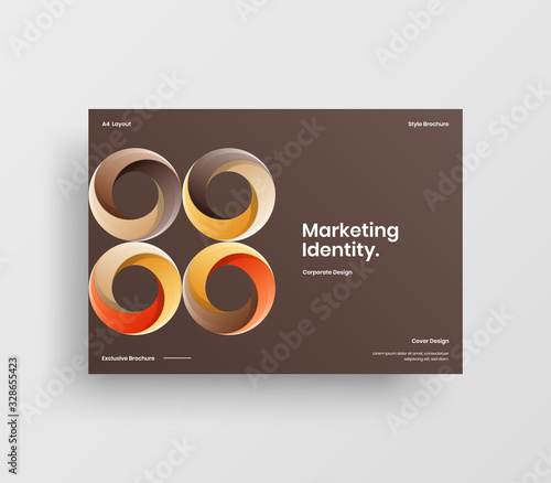 Creative business presentation vector A4 horizontal orientation front page mock up. Modern corporate report cover abstract geometric illustration design layout. Company identity brochure template.