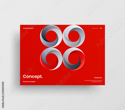 Creative business presentation vector A4 horizontal orientation front page mock up. Modern corporate report cover abstract geometric illustration design layout. Company identity brochure template.