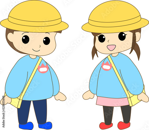 スモック姿の幼稚園児　kindergarteners	