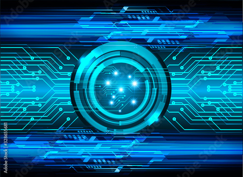 Blue eye cyber circuit future technology concept background