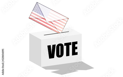 Urna con voto con la bandera de Estados Unidos de América.