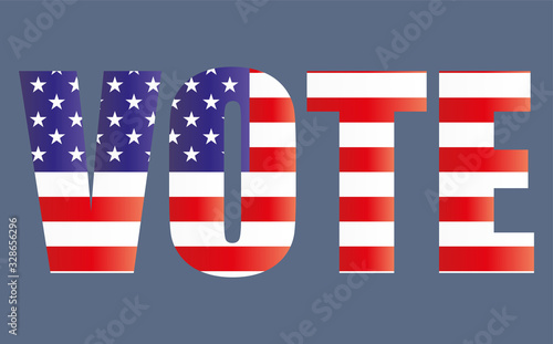 Texto de vota con la bandera de Estados Unidos.