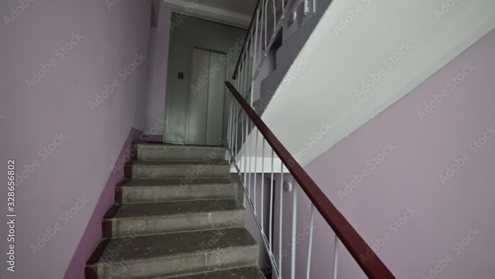 Russia, Moscow- January 15, 2020: interior room apartment public place, house entrance. doors, walls, corridors staircase