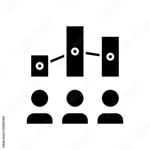 Shareholders charts black icon, concept illustration, vector flat symbol, glyph sign.