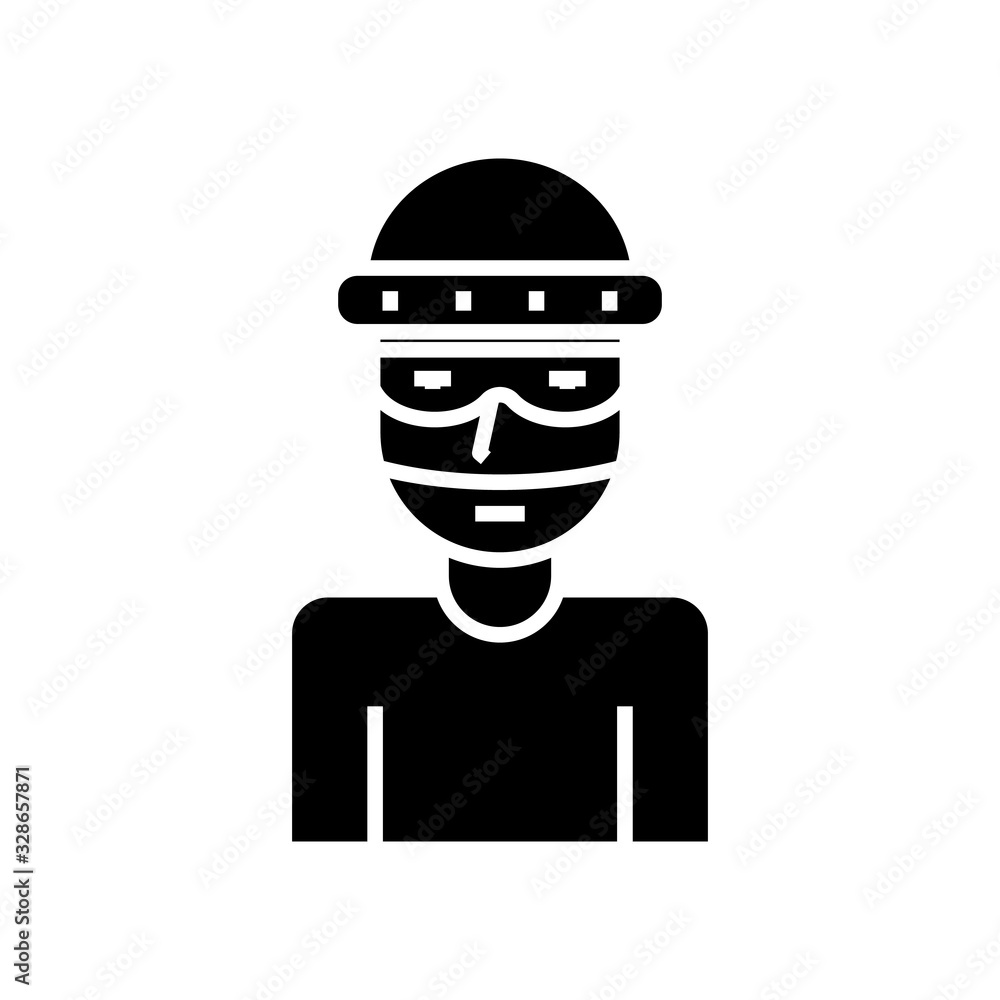 Spy black icon, concept illustration, vector flat symbol, glyph sign. Spy black icon, concept illustration, vector flat symbol, glyph sign.