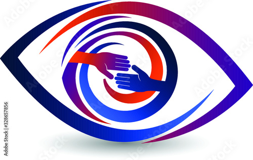 hand shake eye logo