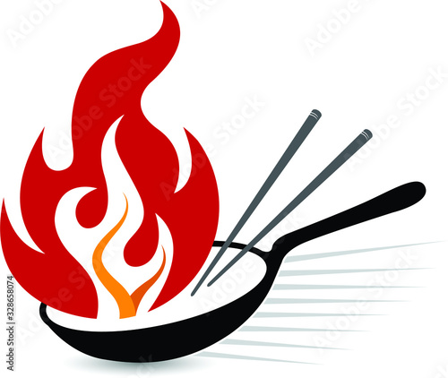 flame frying pan logo