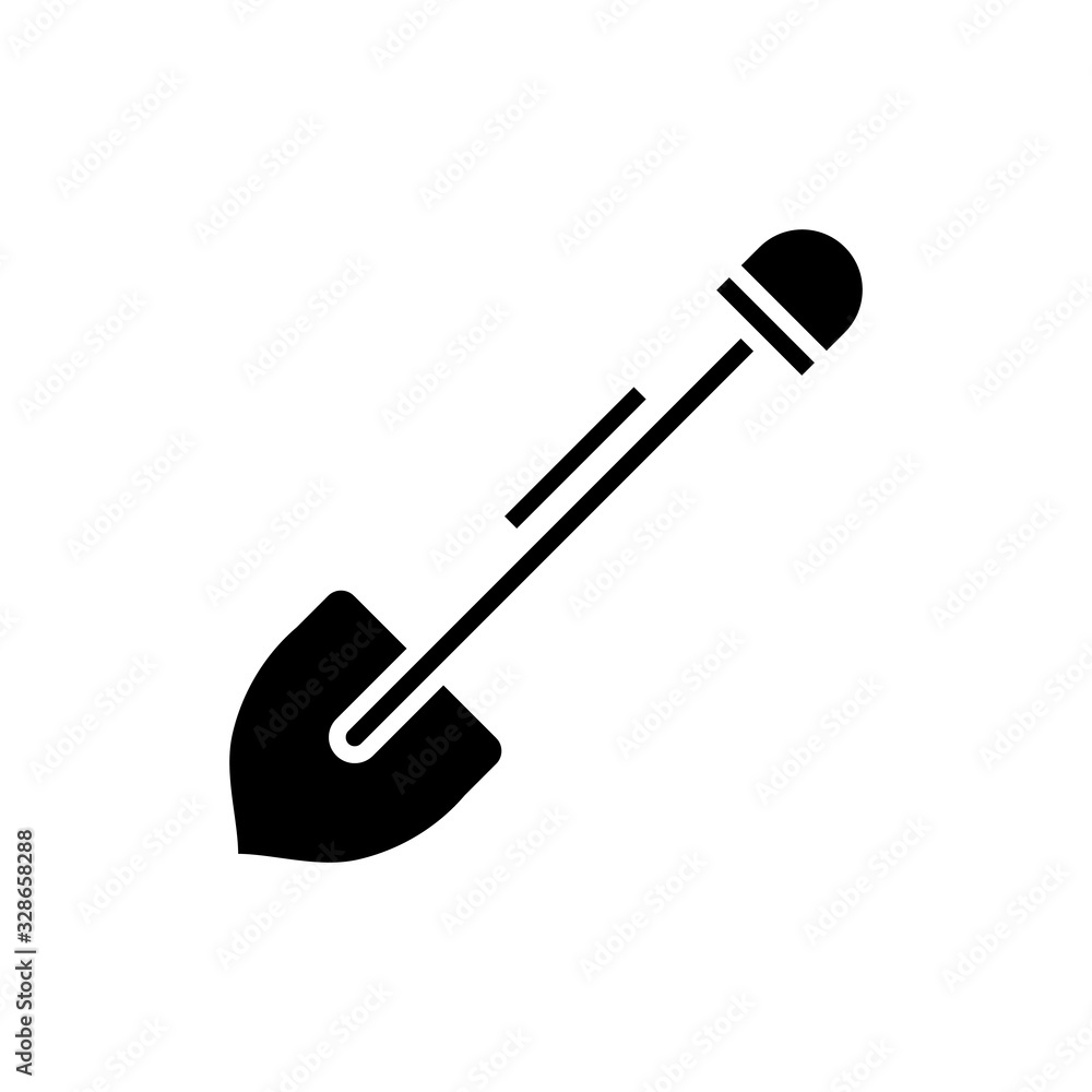 Shovel black icon, concept illustration, vector flat symbol, glyph sign. Shovel black icon, concept illustration, vector flat symbol, glyph sign.