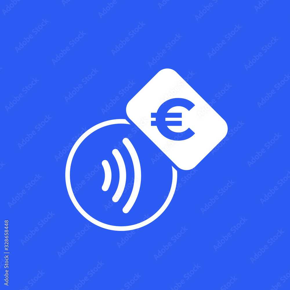 Contactless payment icon with euro symbol Contactless payment icon with euro symbol