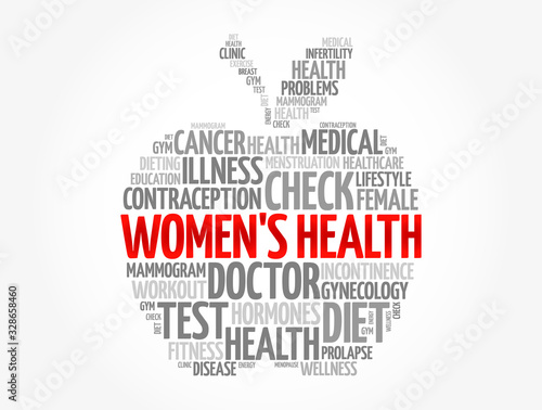 Women's Health word cloud collage, medical concept background