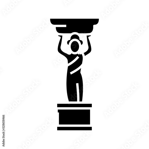 Small statue black icon, concept illustration, vector flat symbol, glyph sign.