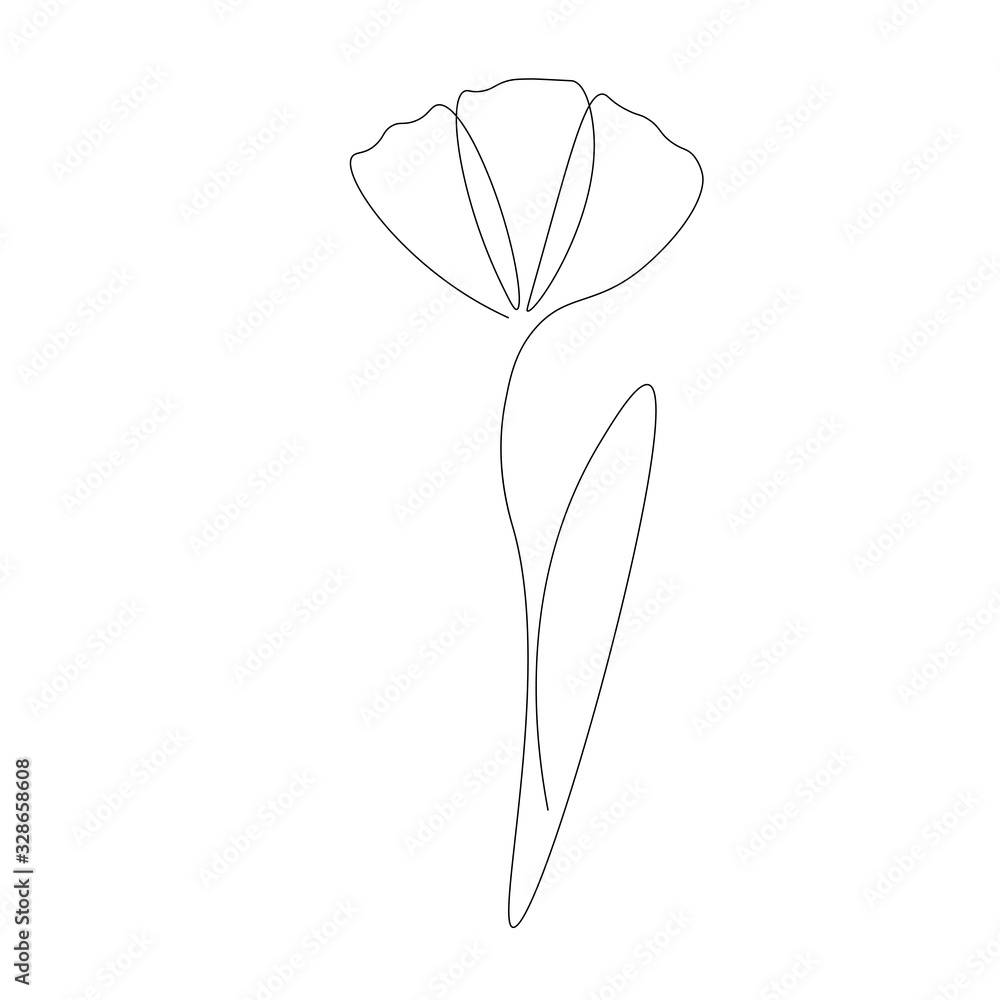 Flower silhouette line draw on white background vector illustration Flower silhouette line draw on white background vector illustration