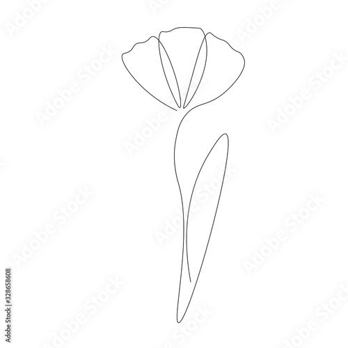 Flower silhouette line draw on white background vector illustration