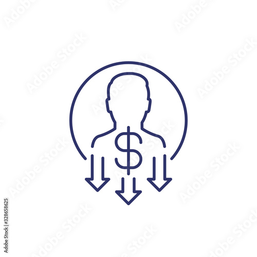 reduce labor costs line icon