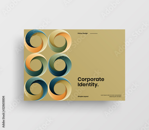 Creative business presentation vector A4 horizontal orientation front page mock up. Modern corporate report cover abstract geometric illustration design layout. Company identity brochure template.