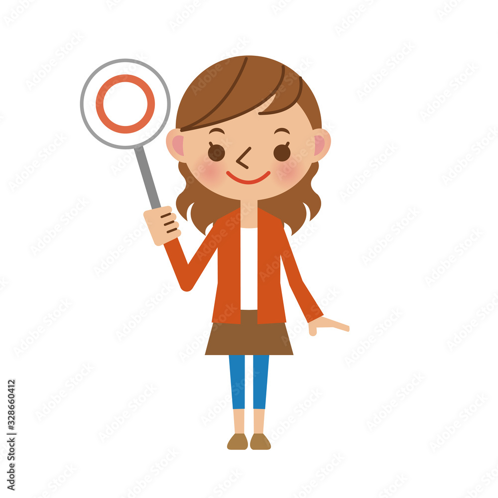 若い女性のまる・正解・OKイメージ