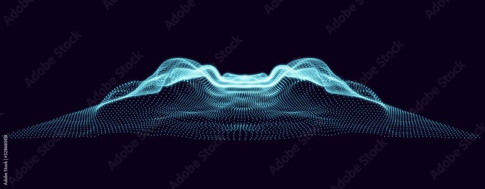 Abstract vector futuristic illustration in form of waves or landscape - obrazy, fototapety, plakaty 