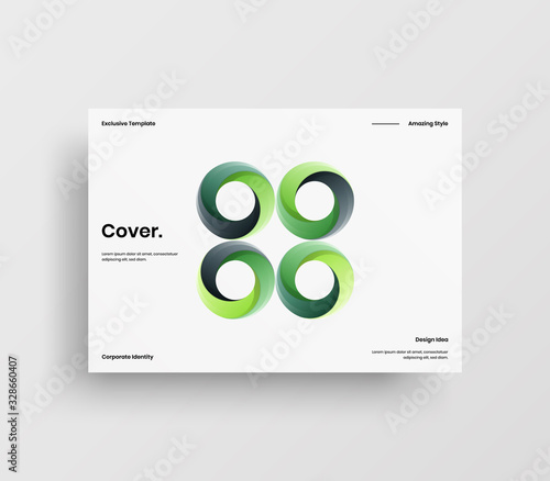 Creative business presentation vector A4 horizontal orientation front page mock up. Modern corporate report cover abstract geometric illustration design layout. Company identity brochure template.