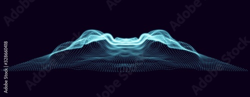 Abstract vector futuristic illustration in form of waves or landscape