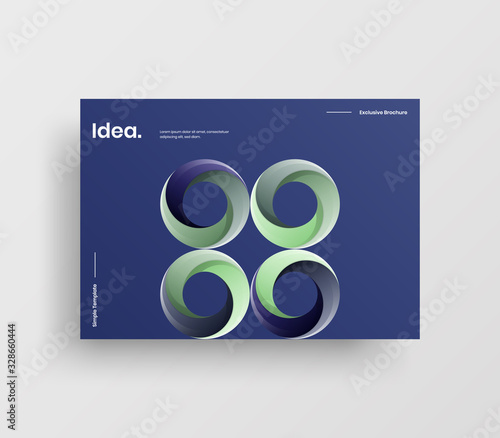 Creative business presentation vector A4 horizontal orientation front page mock up. Modern corporate report cover abstract geometric illustration design layout. Company identity brochure template.