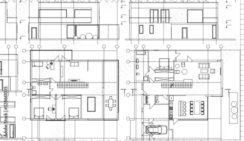 house architectural project sketch 3d illustration