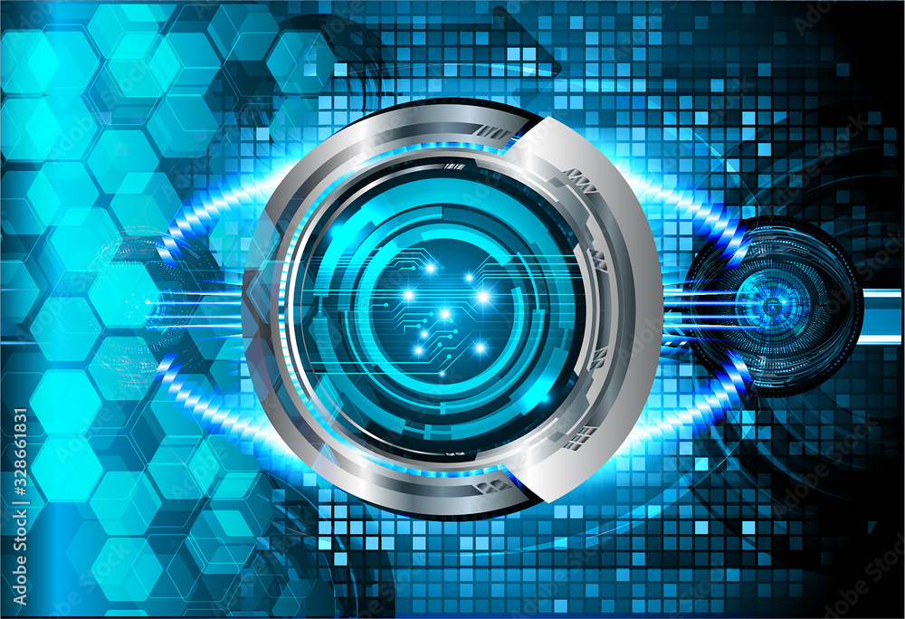 Blue eye cyber circuit future technology concept background Blue eye cyber circuit future technology concept background