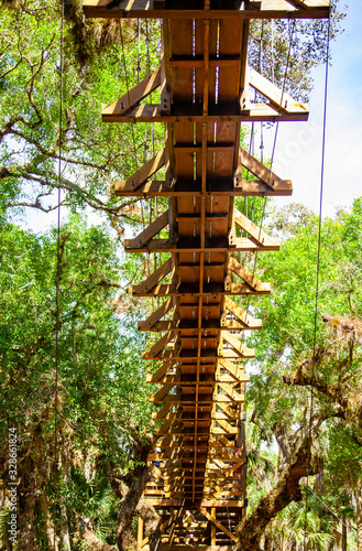 The canopy walk at Florida's Myakka River State Park. The walkway is suspended 25 feet above the ground and extends 100 feet through the hammock canopy