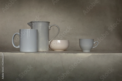 two cups on wooden table