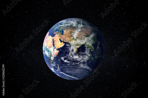 Planet Earth in the Starry Sky of Solar System in Space. This image elements furnished by NASA. © 24K-Production