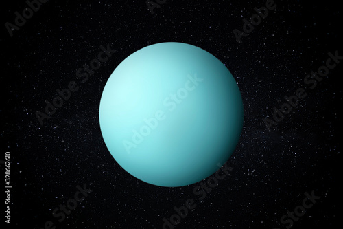 Planet Uranus in the Starry Sky of Solar System in Space. This image elements furnished by NASA.