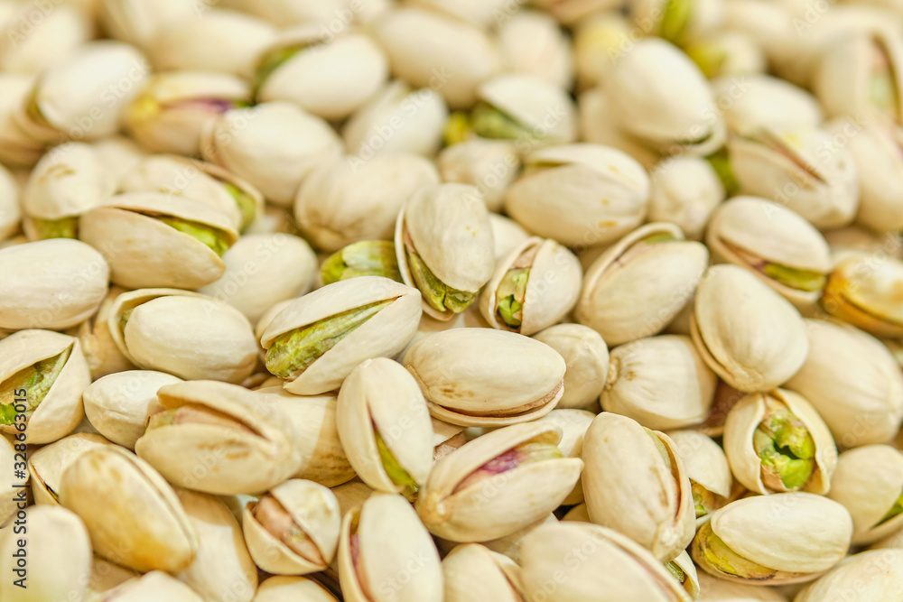 Background and texture of pistachios.