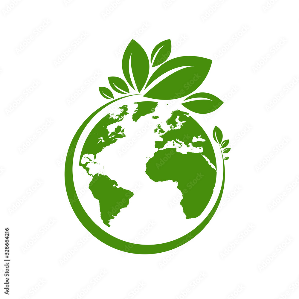 Ecology world symbol, icon. Eco friendly concept for company