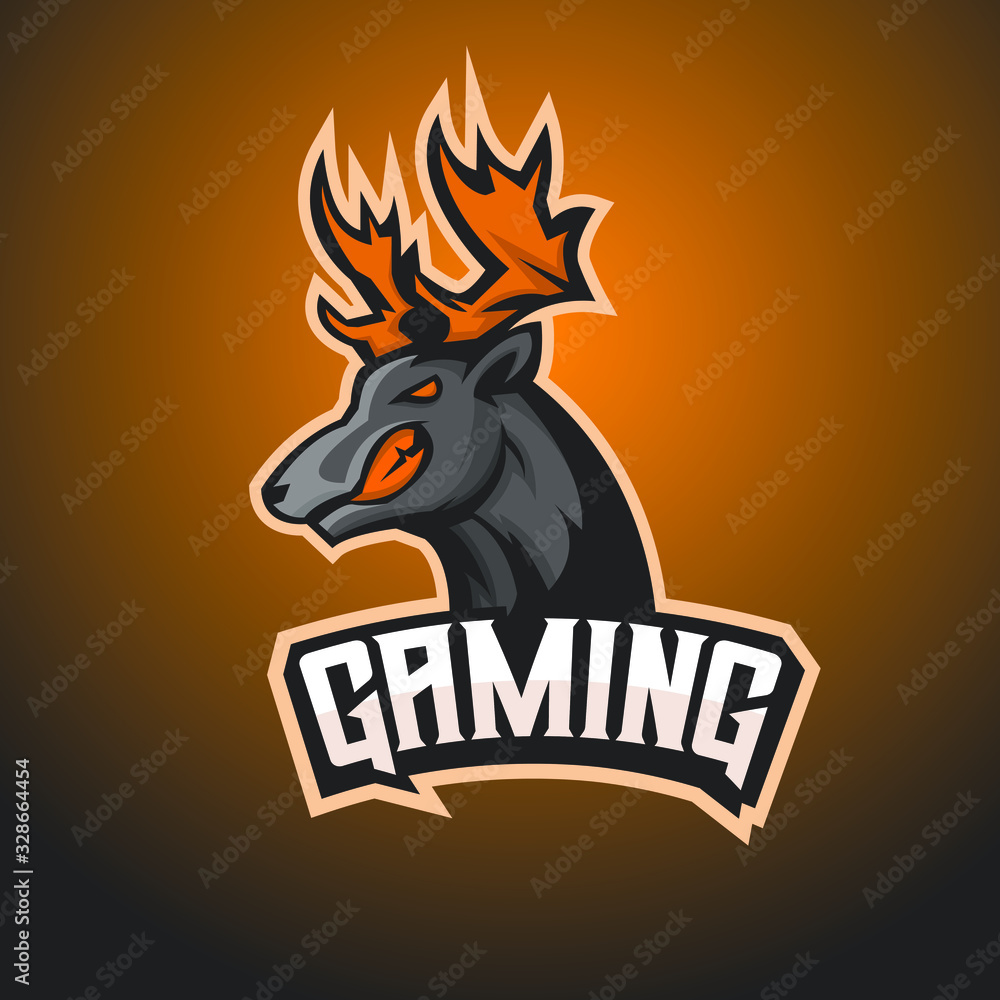 E-sports team logo template with Deer vector illustration E-sports team logo template with Deer vector illustration