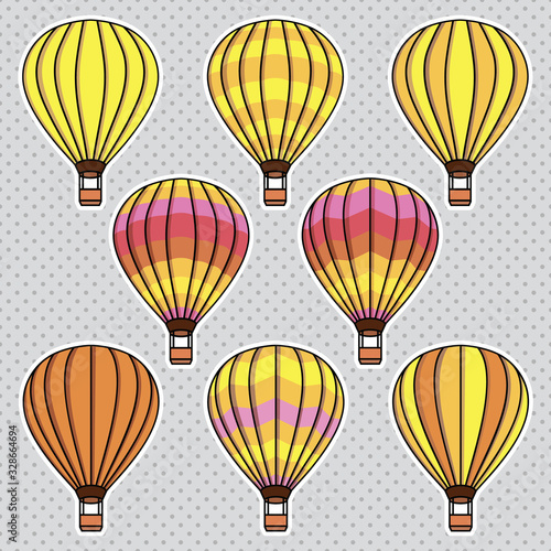 Vector set of bright air balloons
