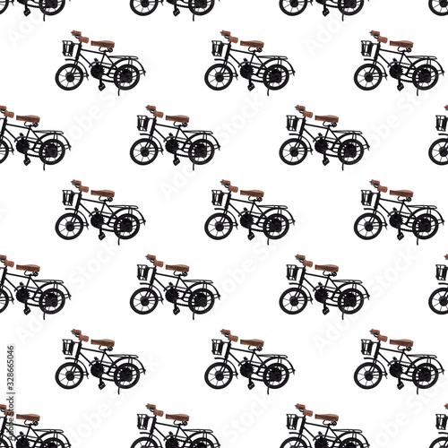 Seamless background. Isolated bikes on a white background