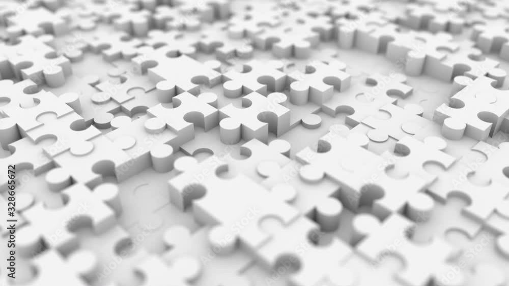 Abstract puzzles are continuously moving. Depth of field. Seamless loop. Abstract puzzles are continuously moving. Depth of field. Seamless loop.
