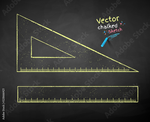 Vector color chalk drawn illustration of rulers