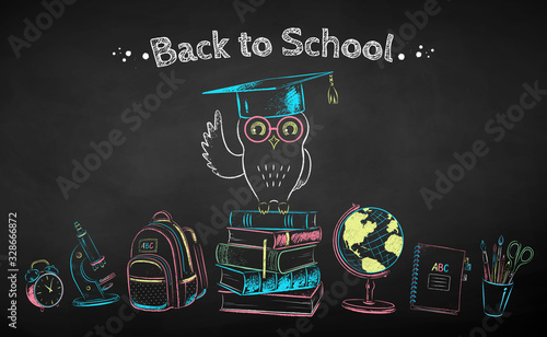 Chalk drawn poster of education symbols
