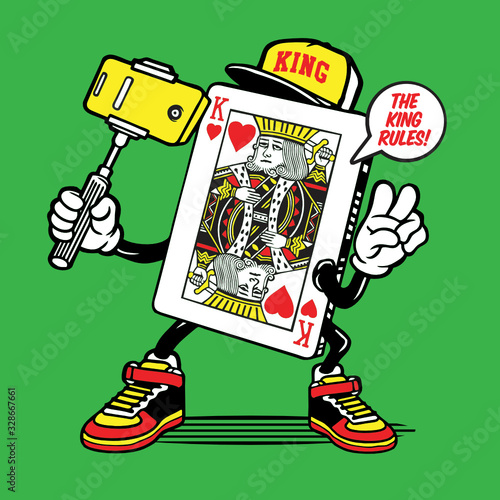 Selfie King Poker Card Game Character Design