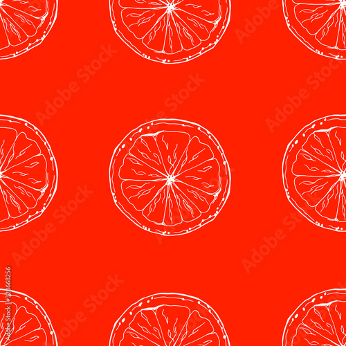 Bright grapefruit pattern. Trend colors. Creates a summer tropical mood. Suitable for decorating menus, concentration, prints on fabric.