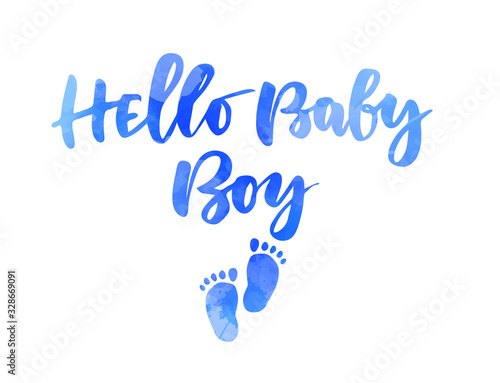 Hello baby boy handwritten lettering