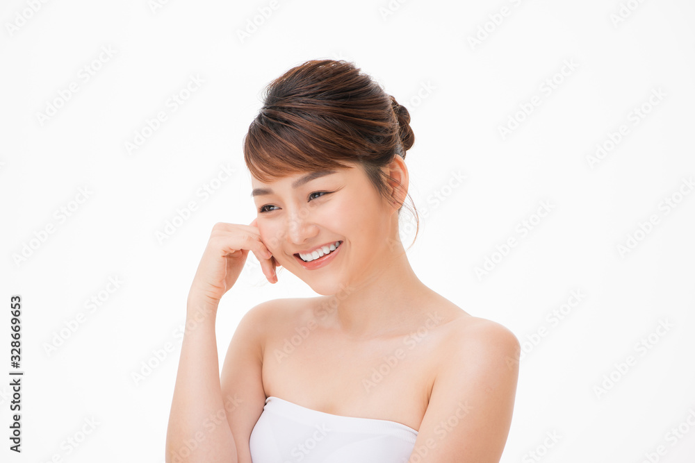 asian beautiful girl with pretty smile on her face. Beauty clinic skincare spa and surgery concept asian beautiful girl with pretty smile on her face. Beauty clinic skincare spa and surgery concept