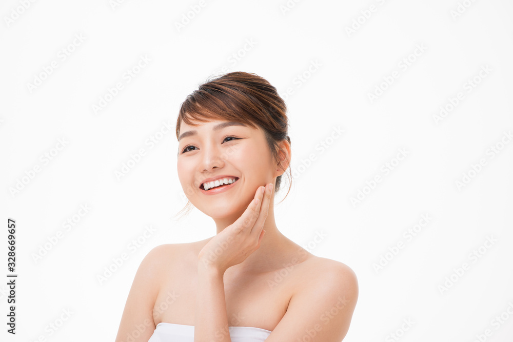 asian beautiful girl with pretty smile on her face. Beauty clinic skincare spa and surgery concept asian beautiful girl with pretty smile on her face. Beauty clinic skincare spa and surgery concept