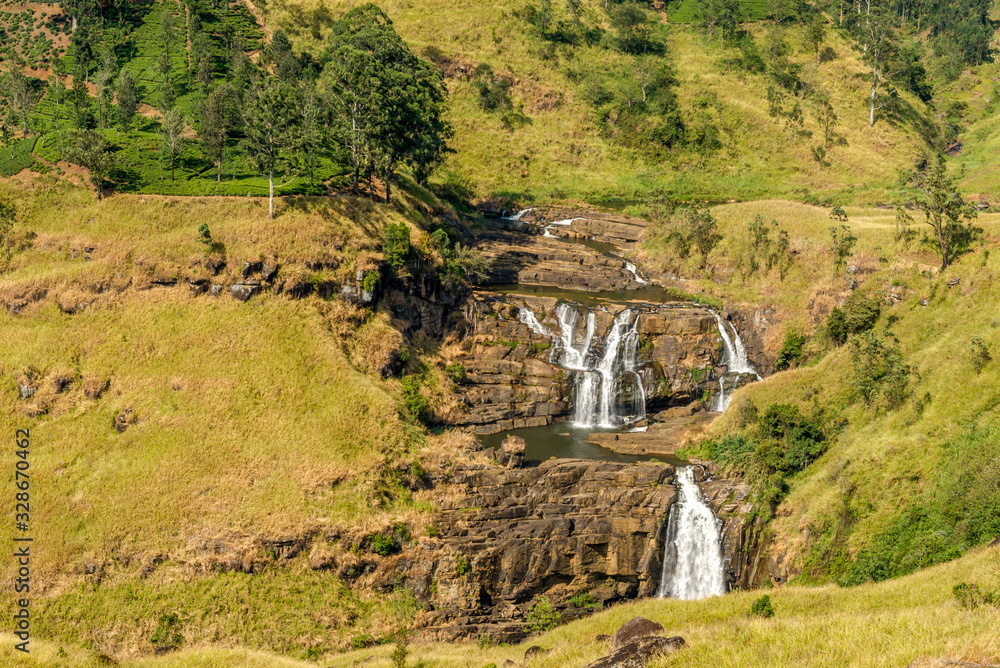 View at the St. Clairs Falls near Talawakele town in Sri Lanka