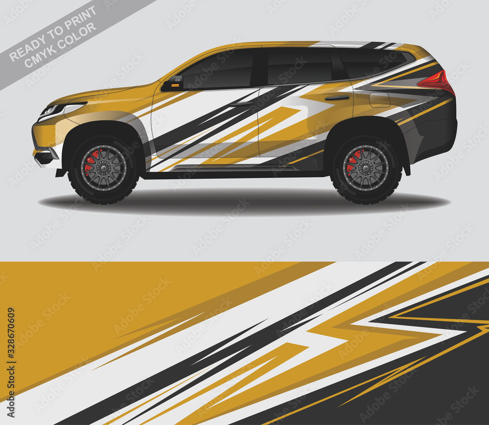 Car wrap decal design vector, custom livery race rally car vehicle sticker and tinting.