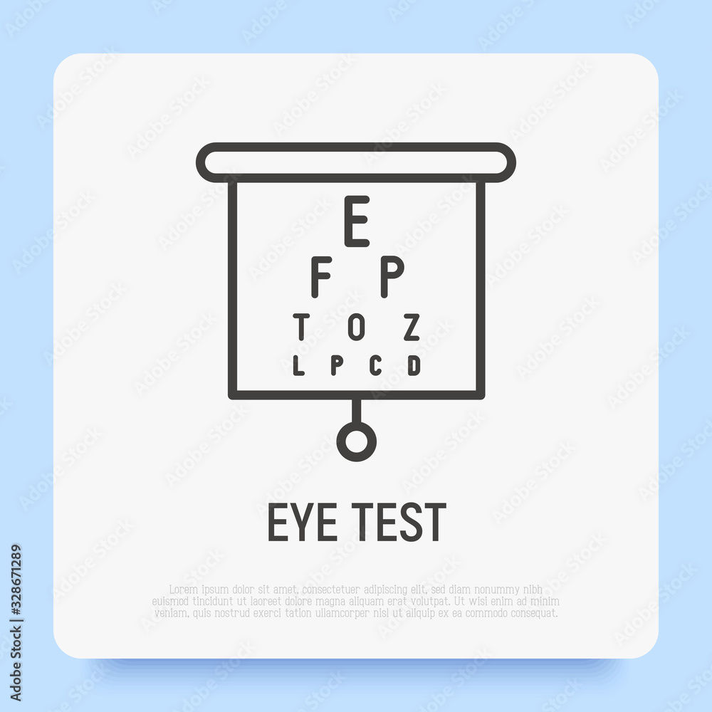Eye test thin line icon. Ophthalmology, eyesight examination. Modern vector illustration.