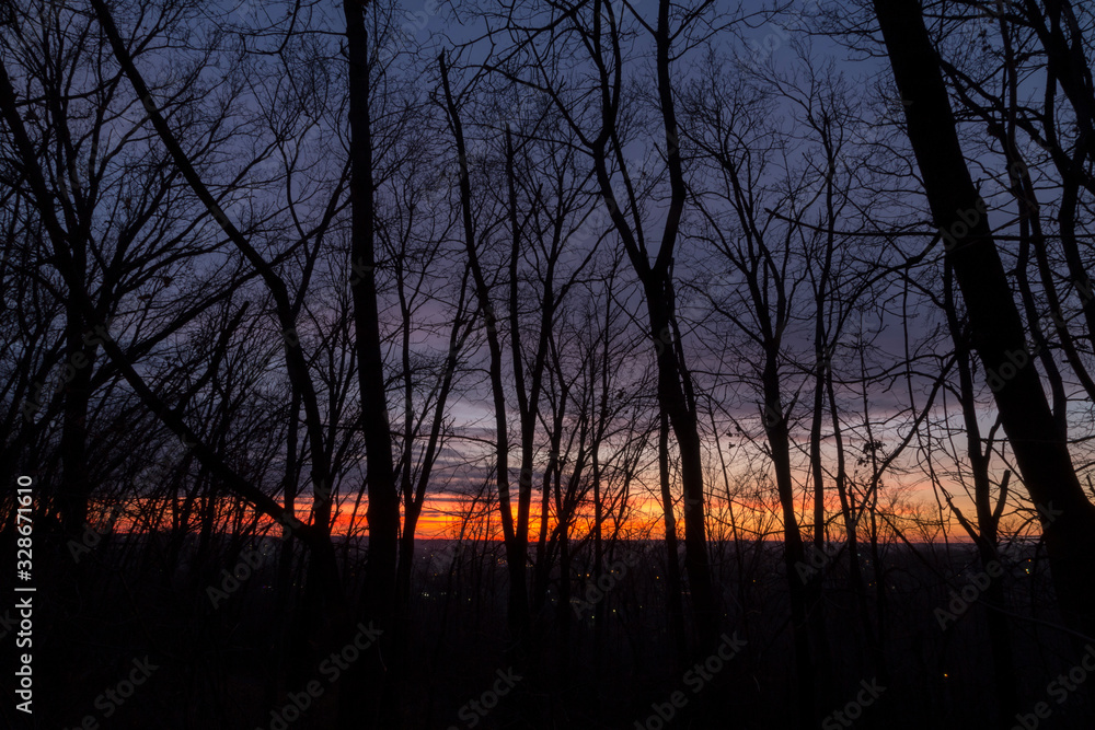 Magnificent blood red sunset in the city at autumn. Magnificent blood red sunset in the city at autumn.